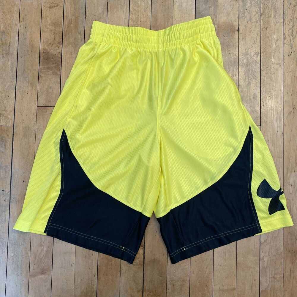 Under Armour Shorts Men’s Size Small Yellow/Black Heat Gear Mesh Loose